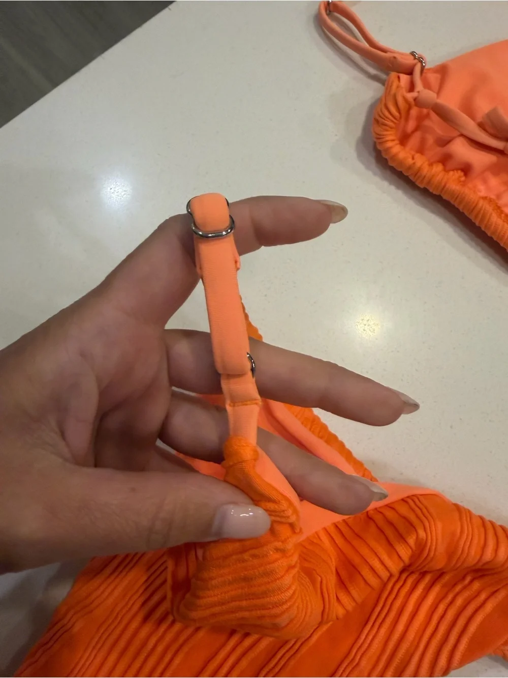 Seamolly Vibrant Orange Textured Bikini Set - Picture 6 of 7